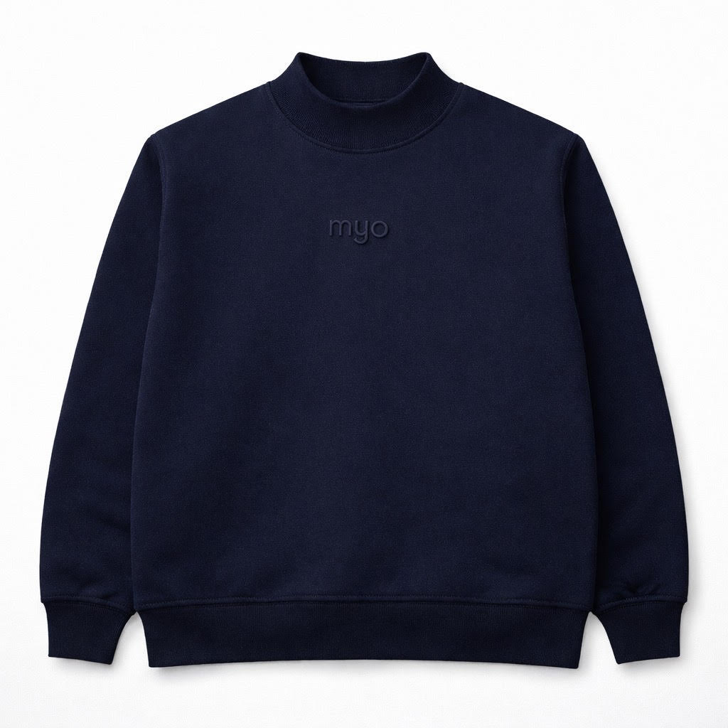Navy Somber Mock-Neck